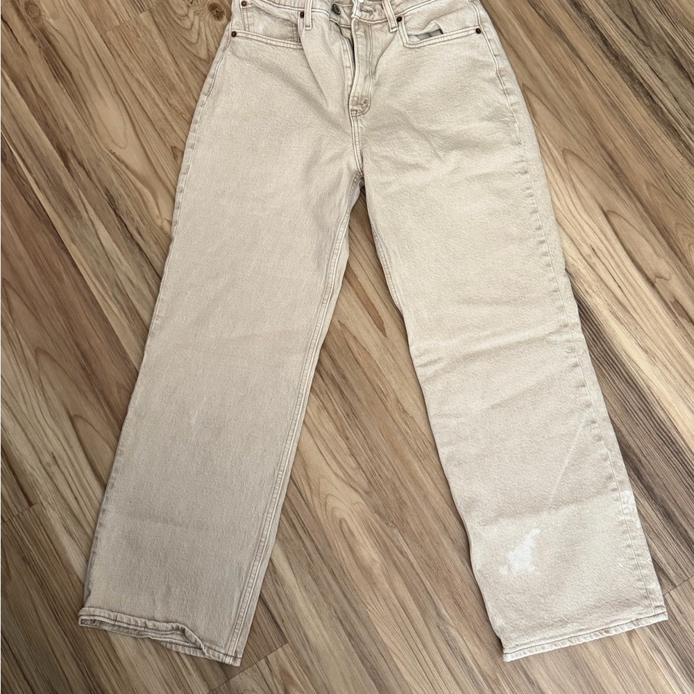 Abercrombie & Fitch Cream Straight Leg Jeans